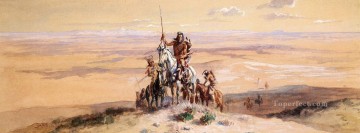  Arles Oil Painting - Indians on Plains Indians western American Charles Marion Russell